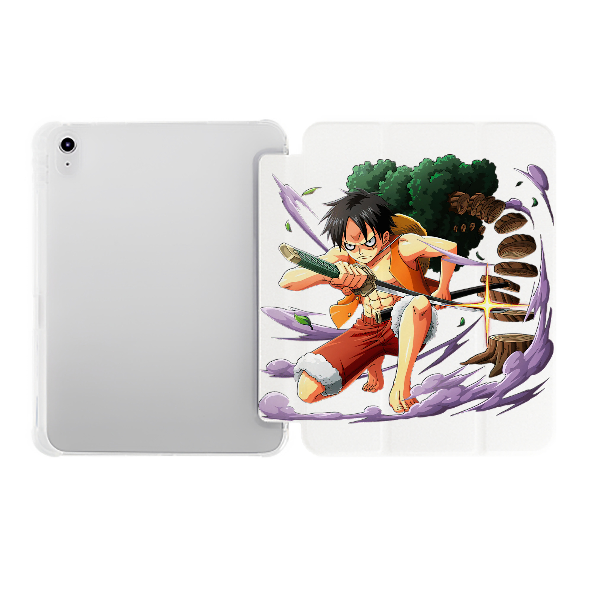 （画像用） ワンピース モンキー・D・ルフィ ONE PIECE Monkey D. Luffy IPad ケース ペン収納付き 三つ折りスタンド PUレザー×シリコン 対応機種9.5/10.5/10.9インチ